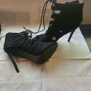 Black Lace up Booties